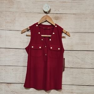 NWT LOVE Scarlett Women's Sleeveless Red Maroon Blouse Top Small